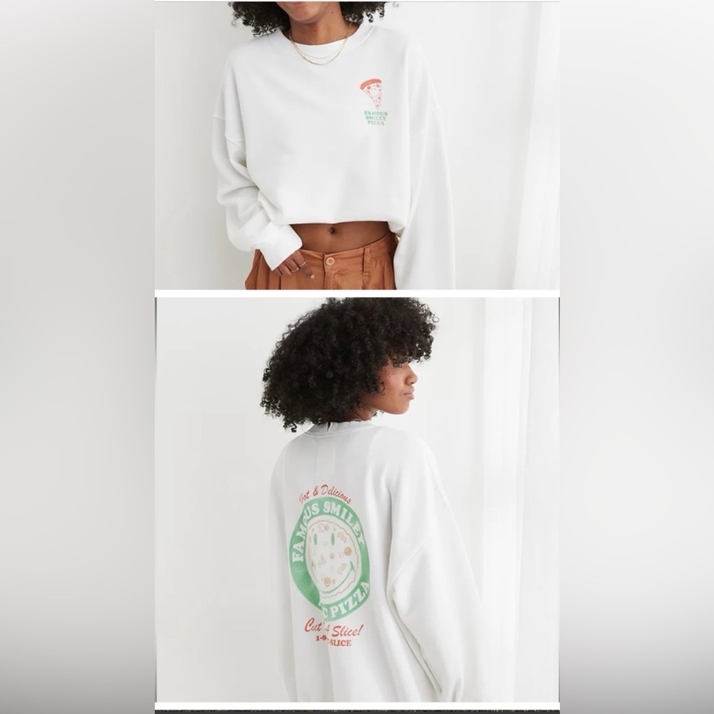 Aerie The Chill Crew Sweatshirt White Small